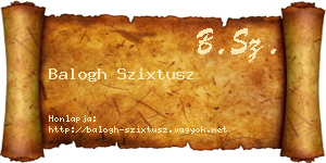Balogh Szixtusz névjegykártya
